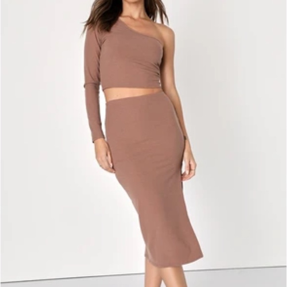 Lulus Brown Ribbed Two-Piece